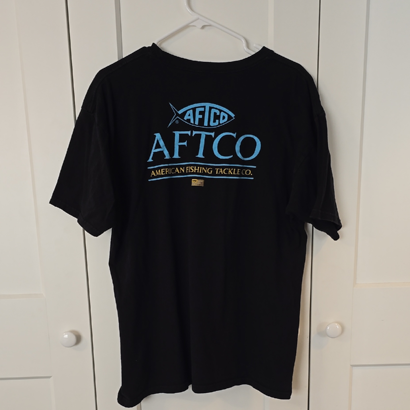 Aftco Black T-Shirt With Blue Graphic